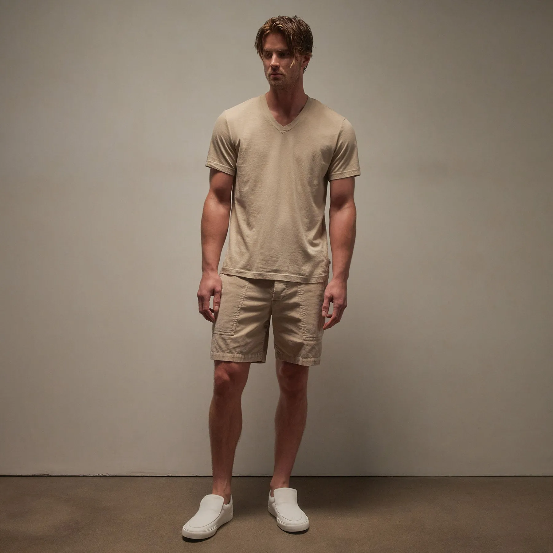 Short Sleeve V Neck - Sand Dune Pigment