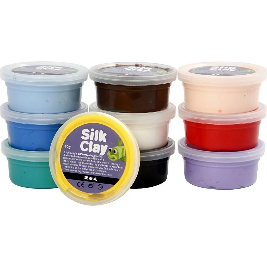 Silk Clay Pliable Lightweight Modelling Compound In Plastic Tub 40 g - Set 1