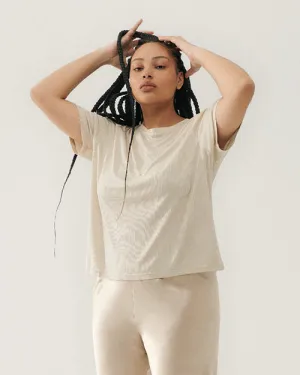 SILK LAUNDRY | Ribbed T-Shirt | Hazelnut