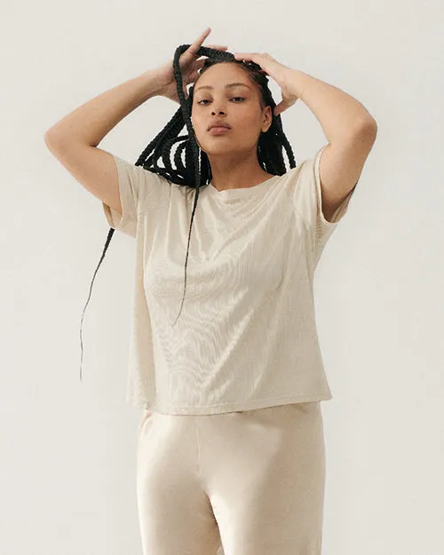 SILK LAUNDRY | Ribbed T-Shirt | Hazelnut
