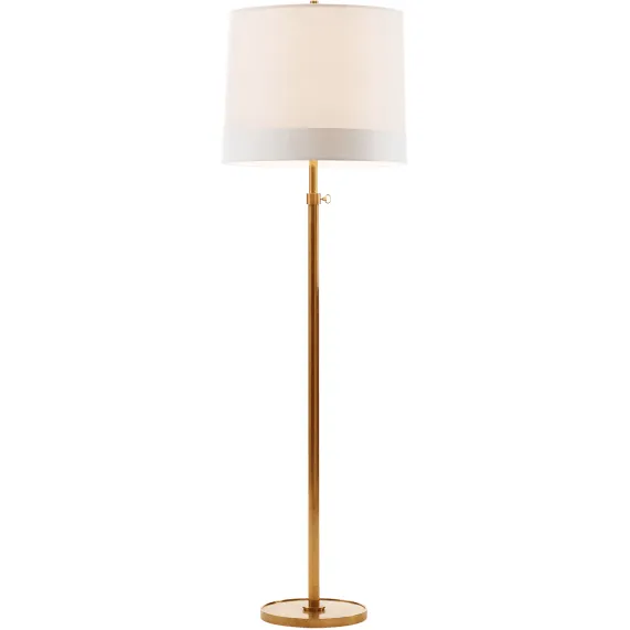 SIMPLE FLOOR LAMP SOFT BRASS WITH SILK SHADE