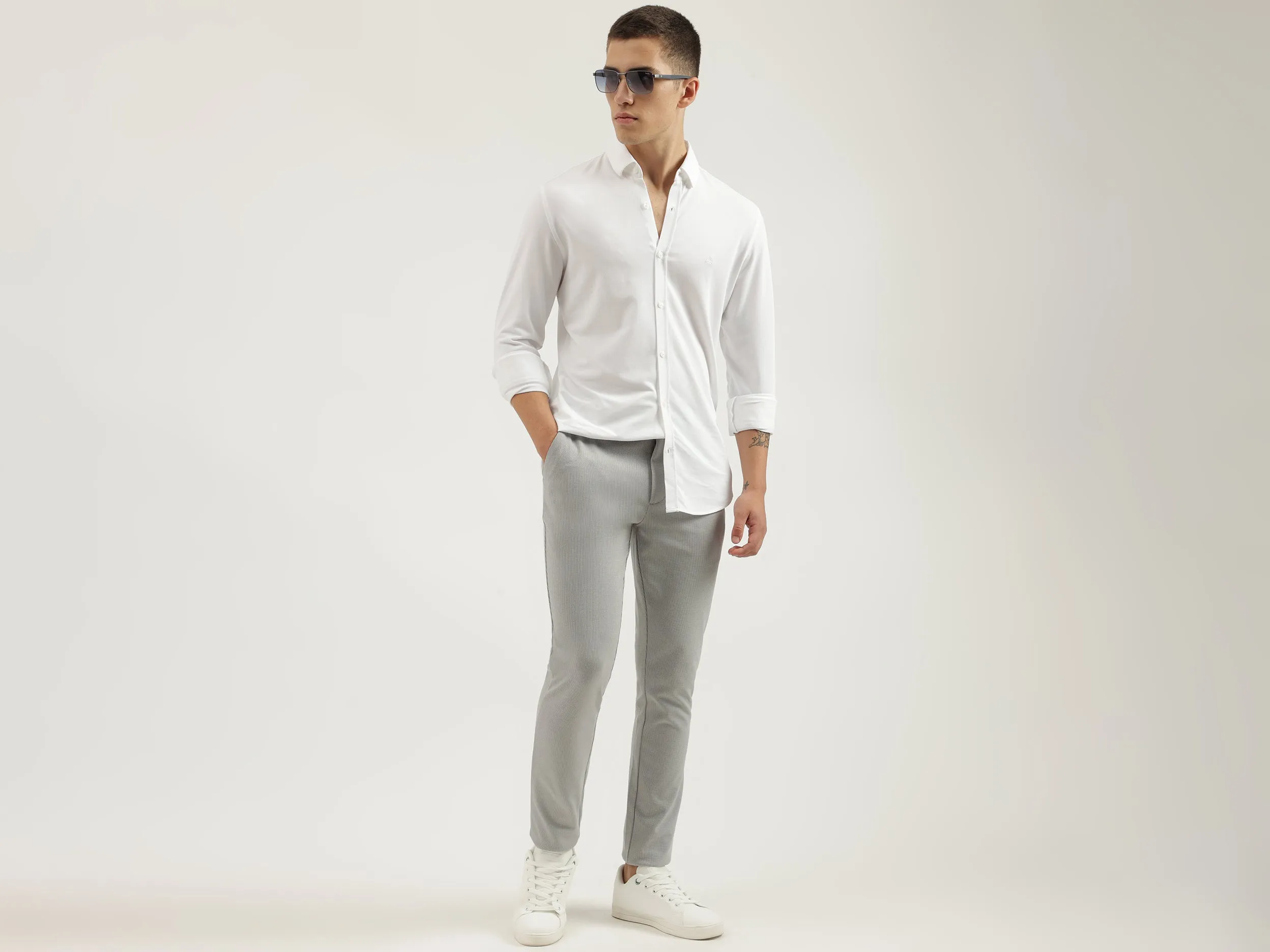 Slim Fit Spread Collar Solid Shirts