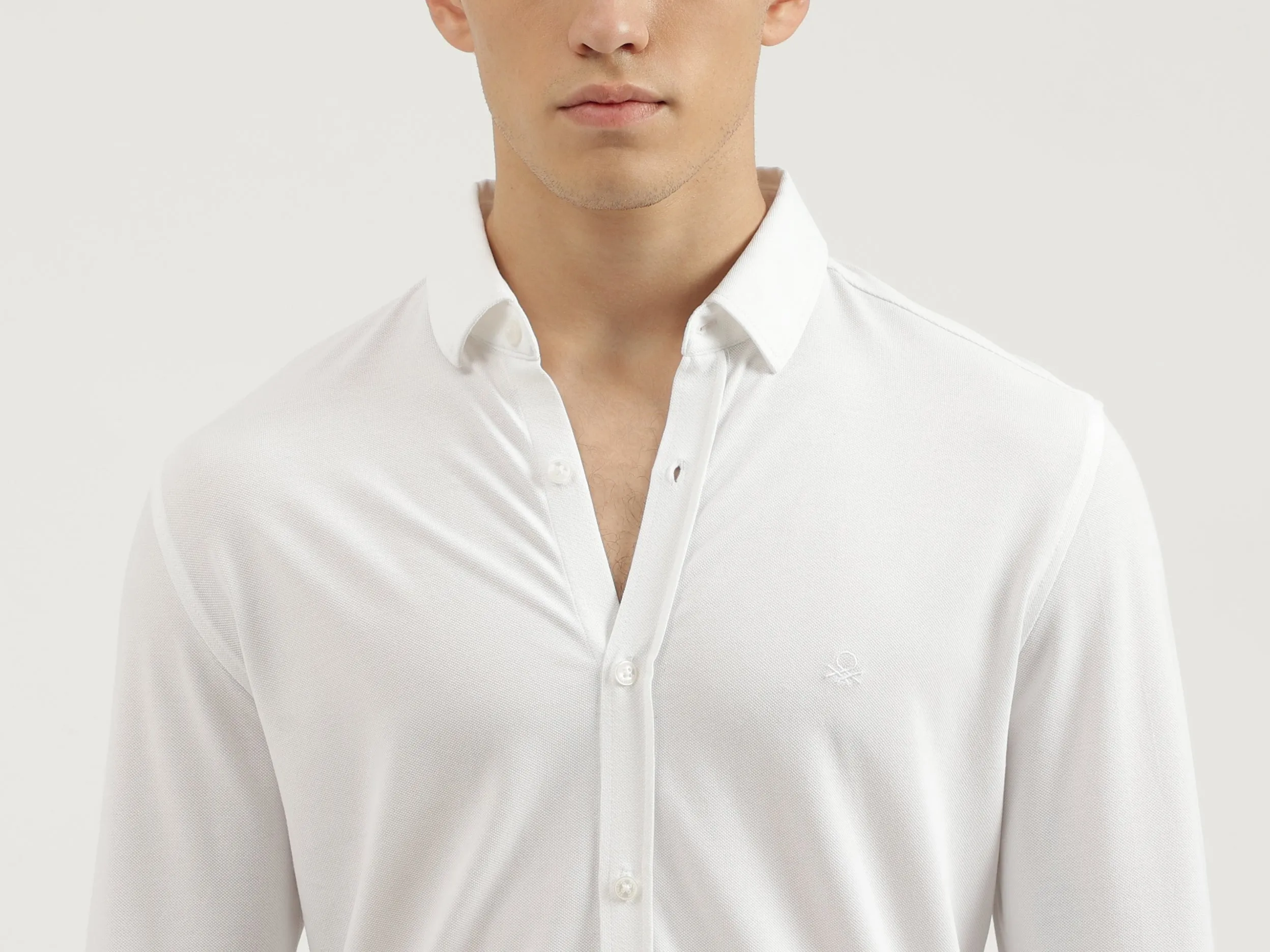 Slim Fit Spread Collar Solid Shirts