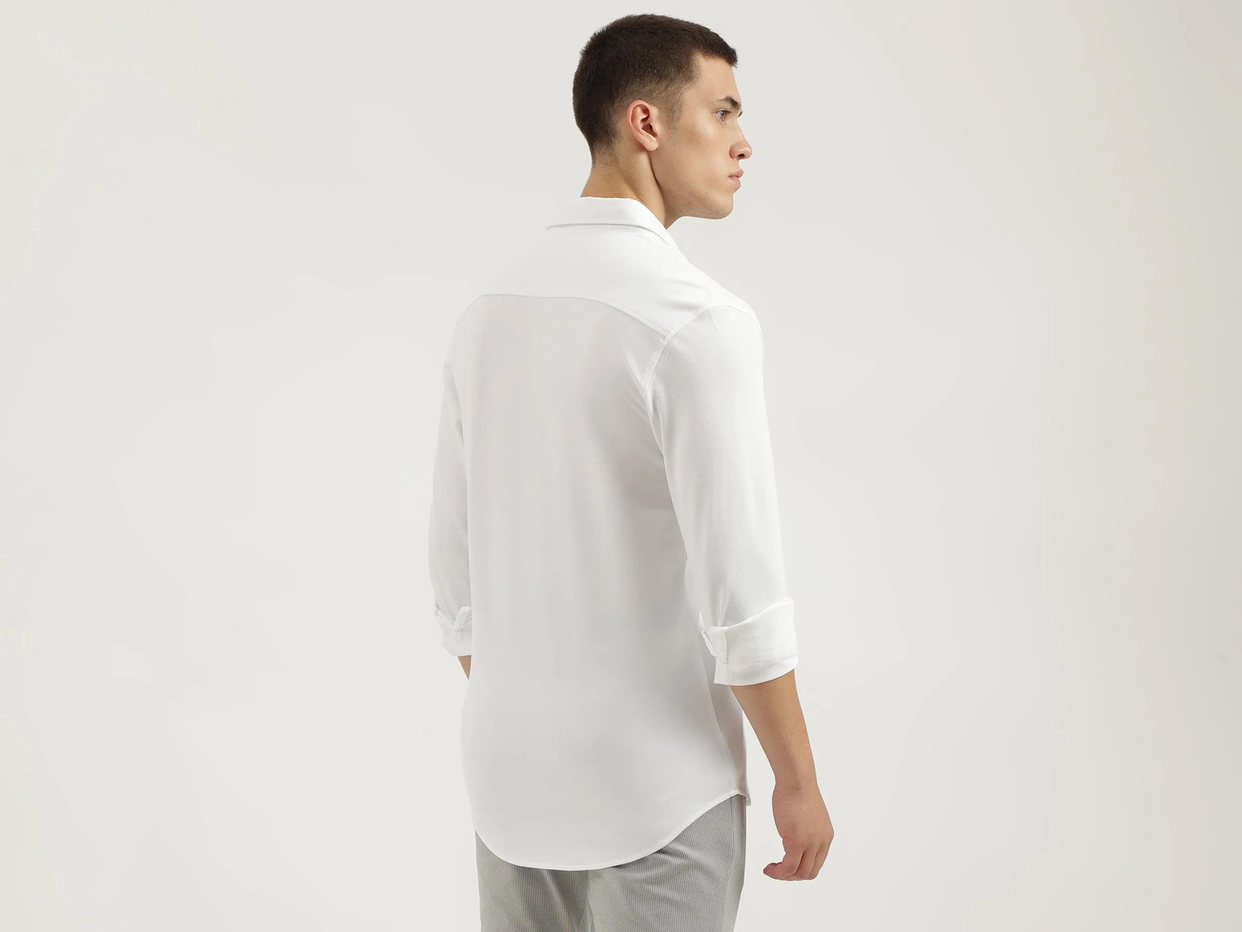 Slim Fit Spread Collar Solid Shirts