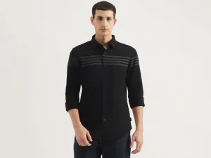 Slim Fit Spread Collar Striped Shirt