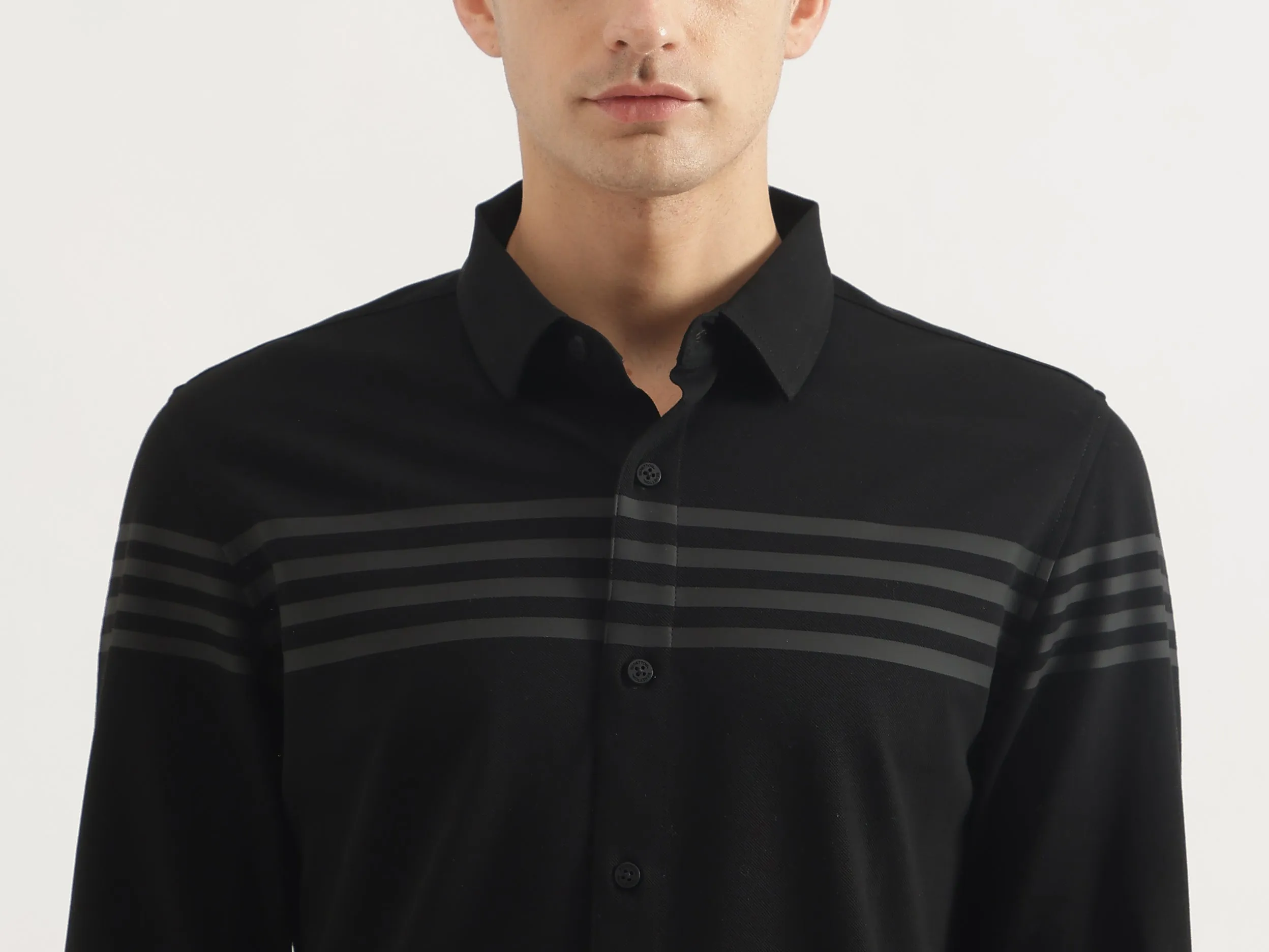 Slim Fit Spread Collar Striped Shirt