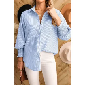 Smocked Cuff Button Down