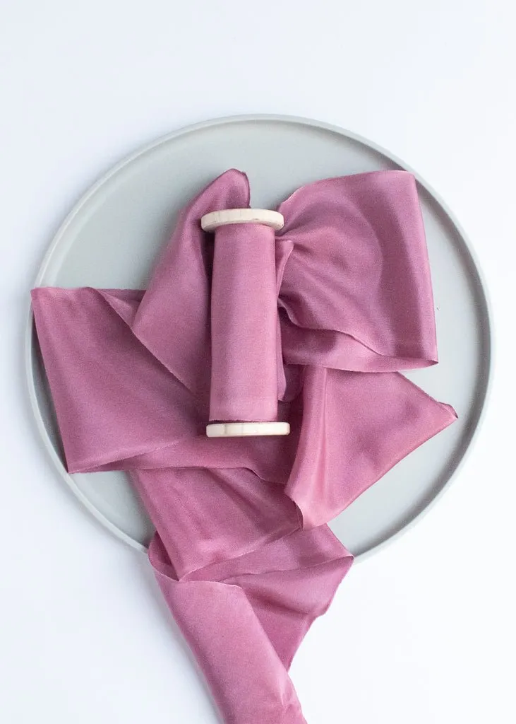 Soft Garnet Silk Ribbon in Habotai
