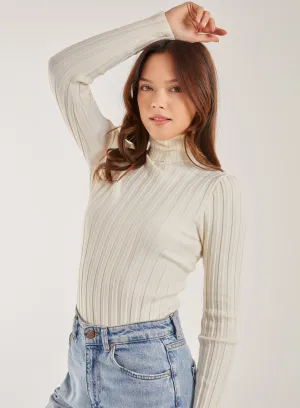 Soft Knit Wide Rib Roll Neck Top