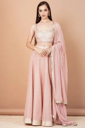 Soft Pink Embroidered Lehenga Set
