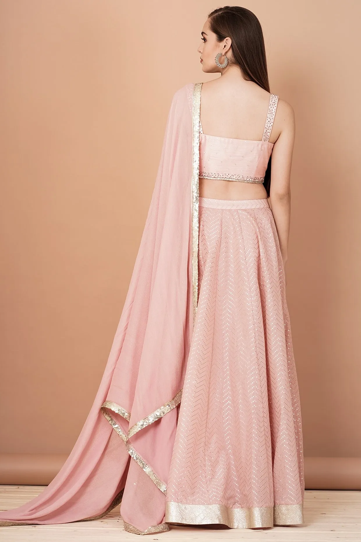 Soft Pink Embroidered Lehenga Set