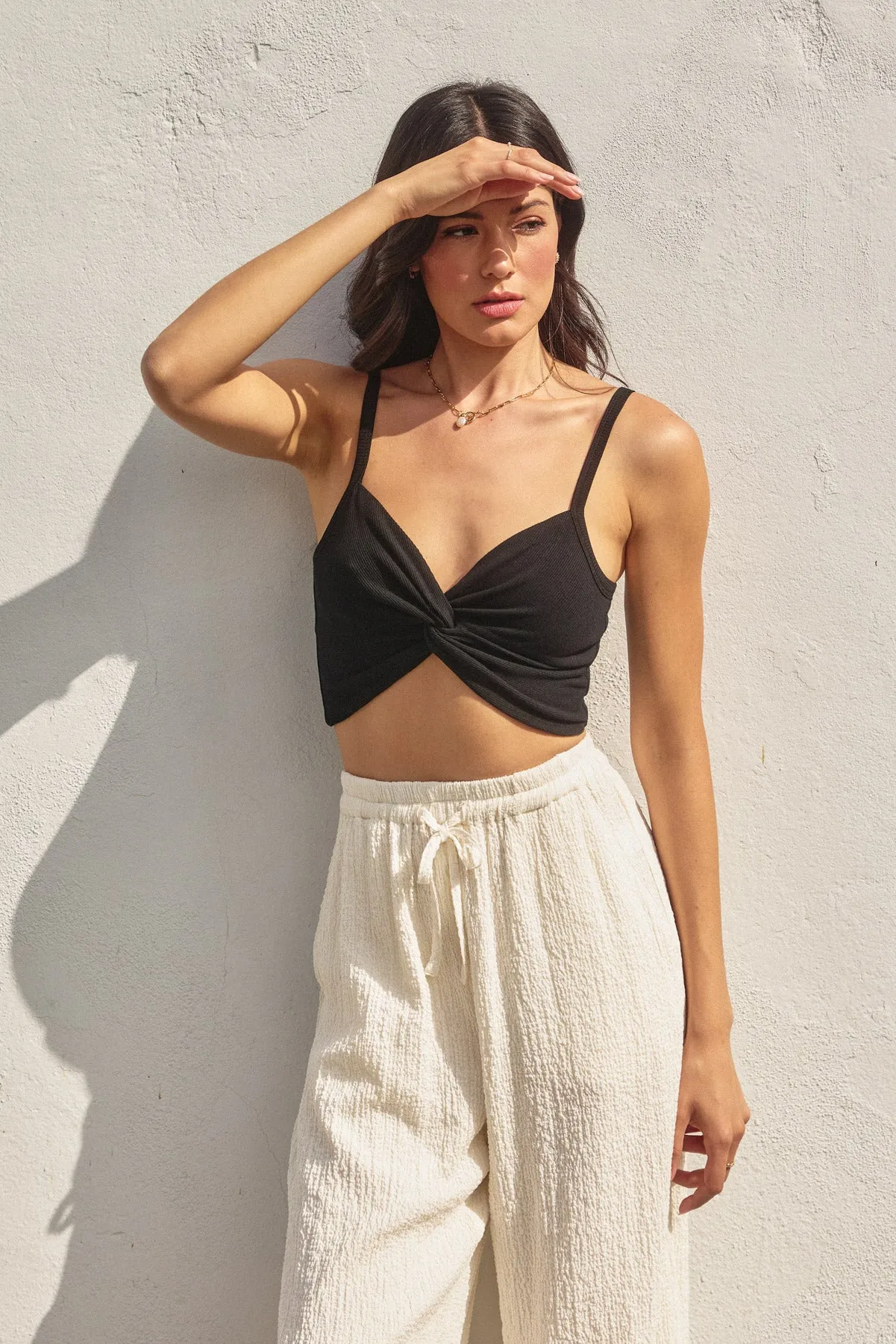 Sola Rib Twist And Shout Crop Top
