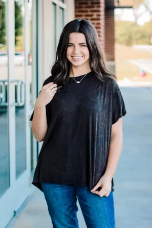 Some Girls Have it All Mineral Wash Tee in Black