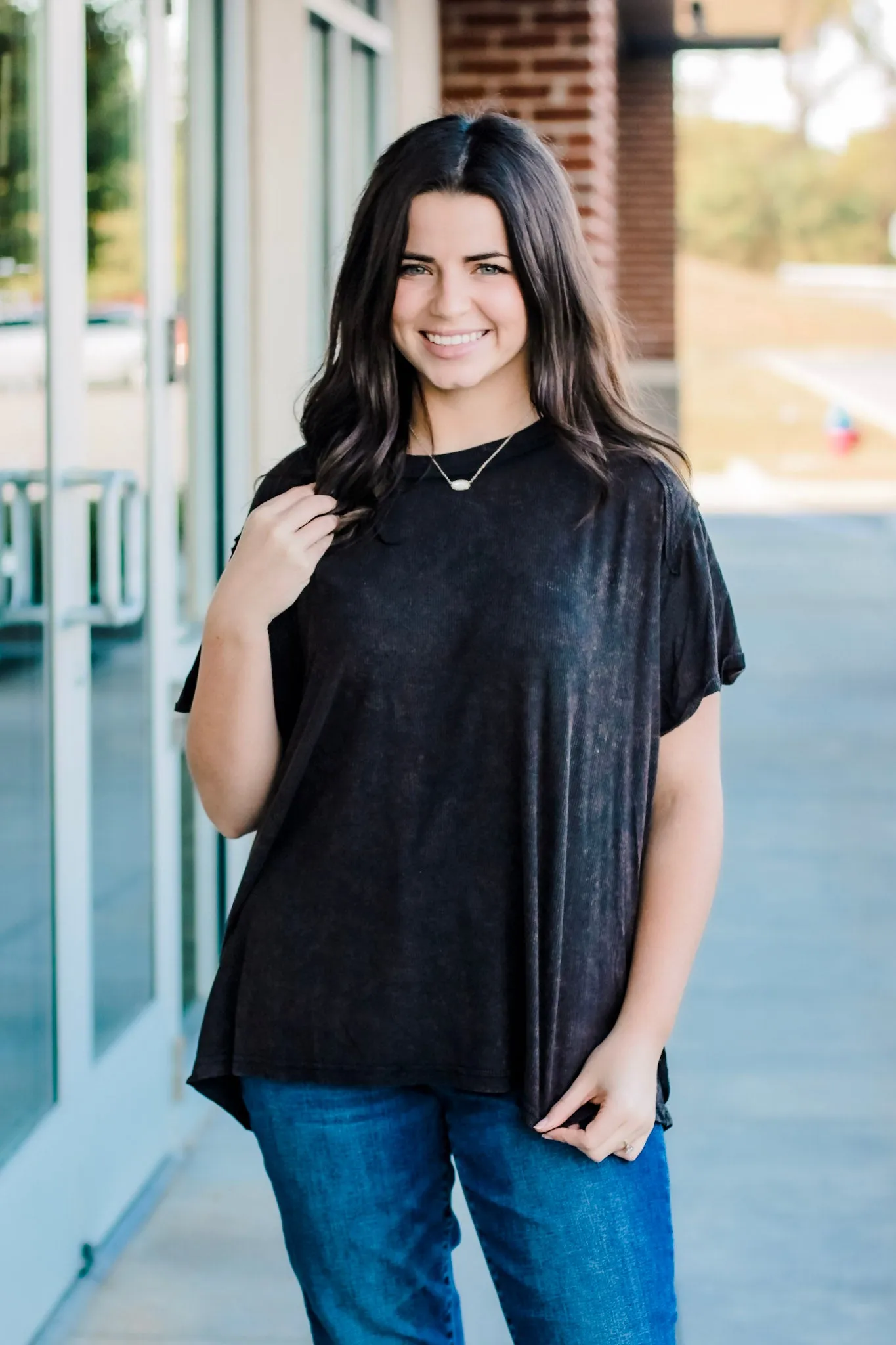 Some Girls Have it All Mineral Wash Tee in Black
