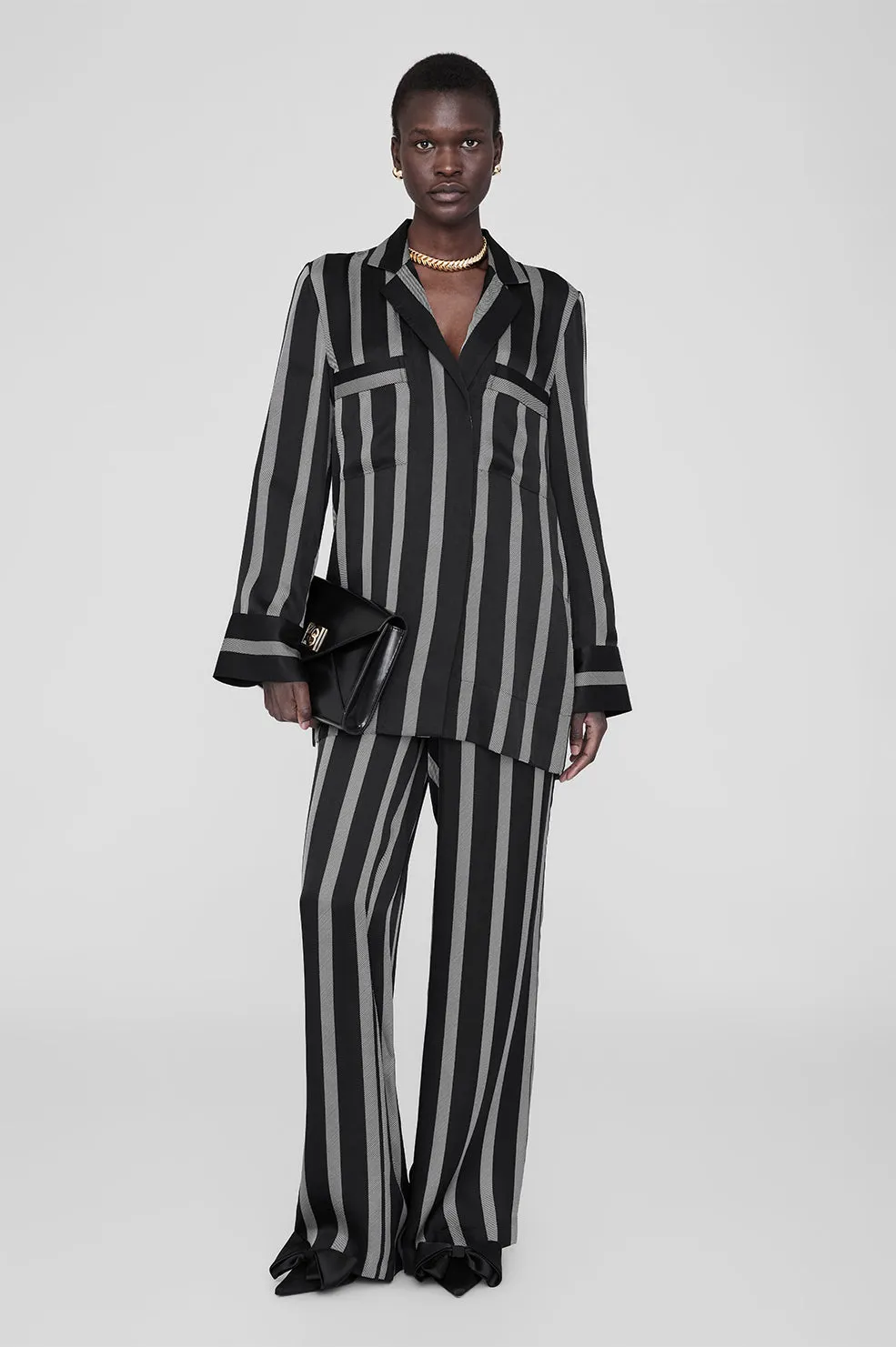 Soto Pant - Black Herringbone Stripe
