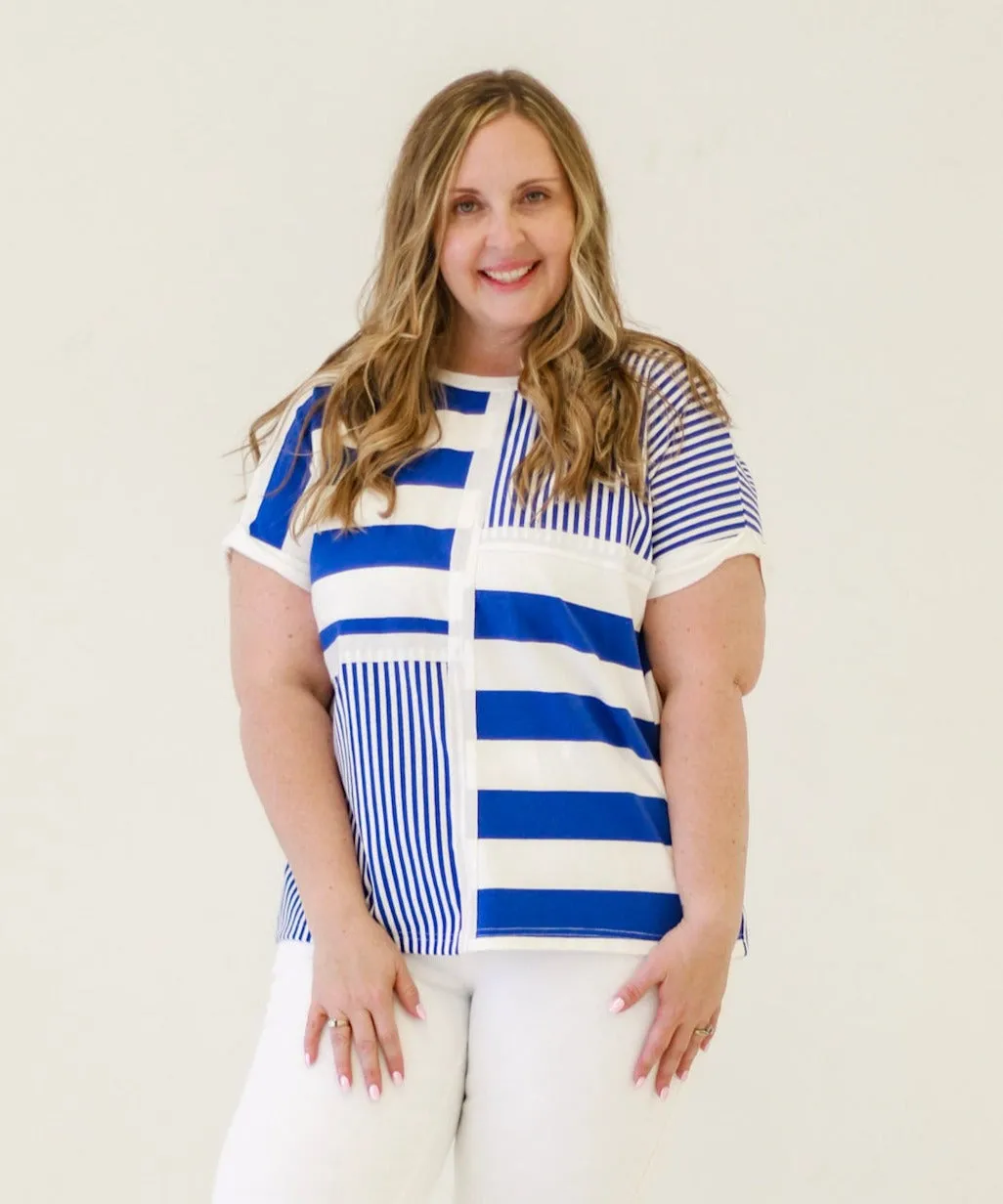Spring Fresh Stripes Top in Blue