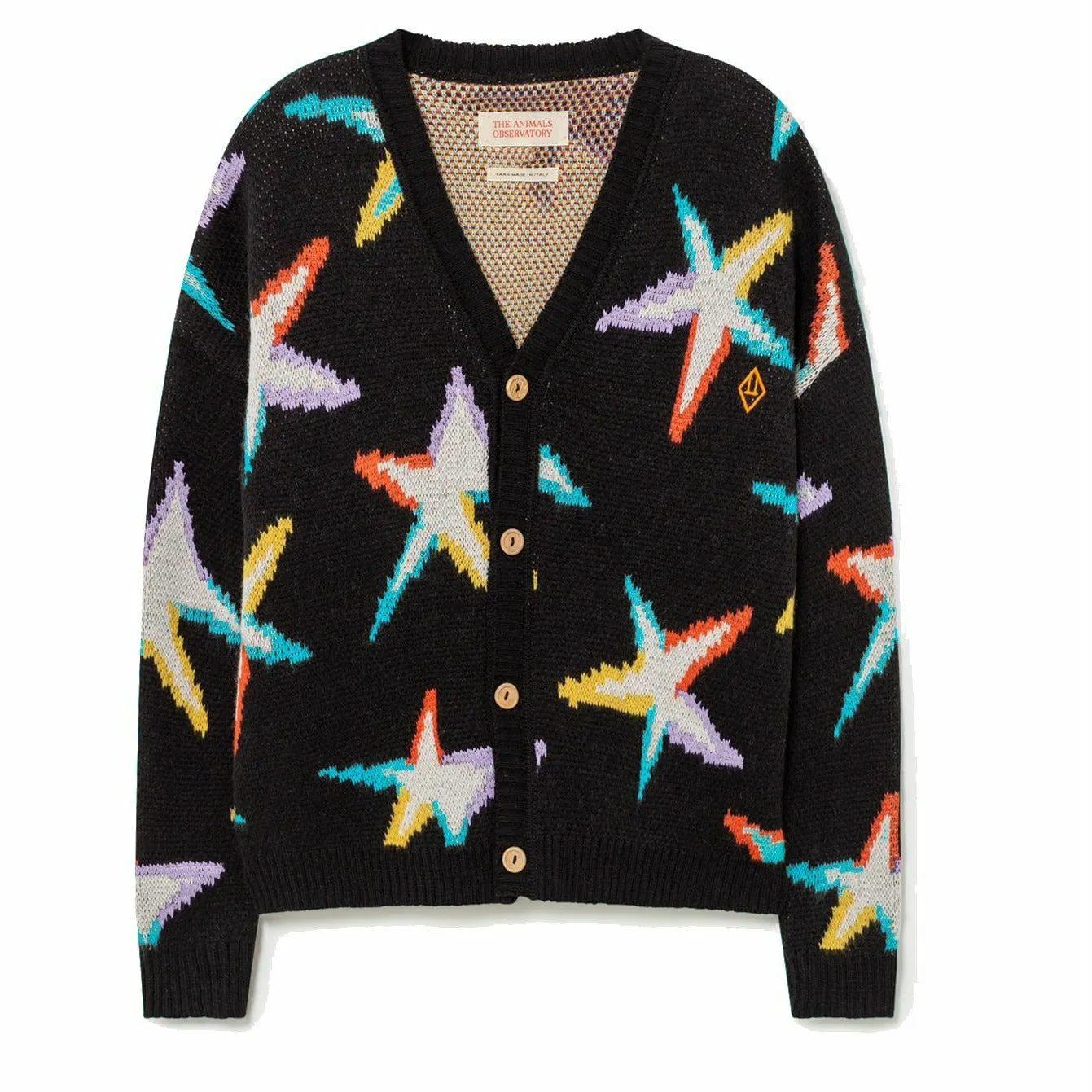 Stars Racoon Kids Cardigan - Black Orange Logo