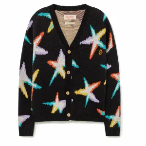 Stars Racoon Kids Cardigan - Black Orange Logo