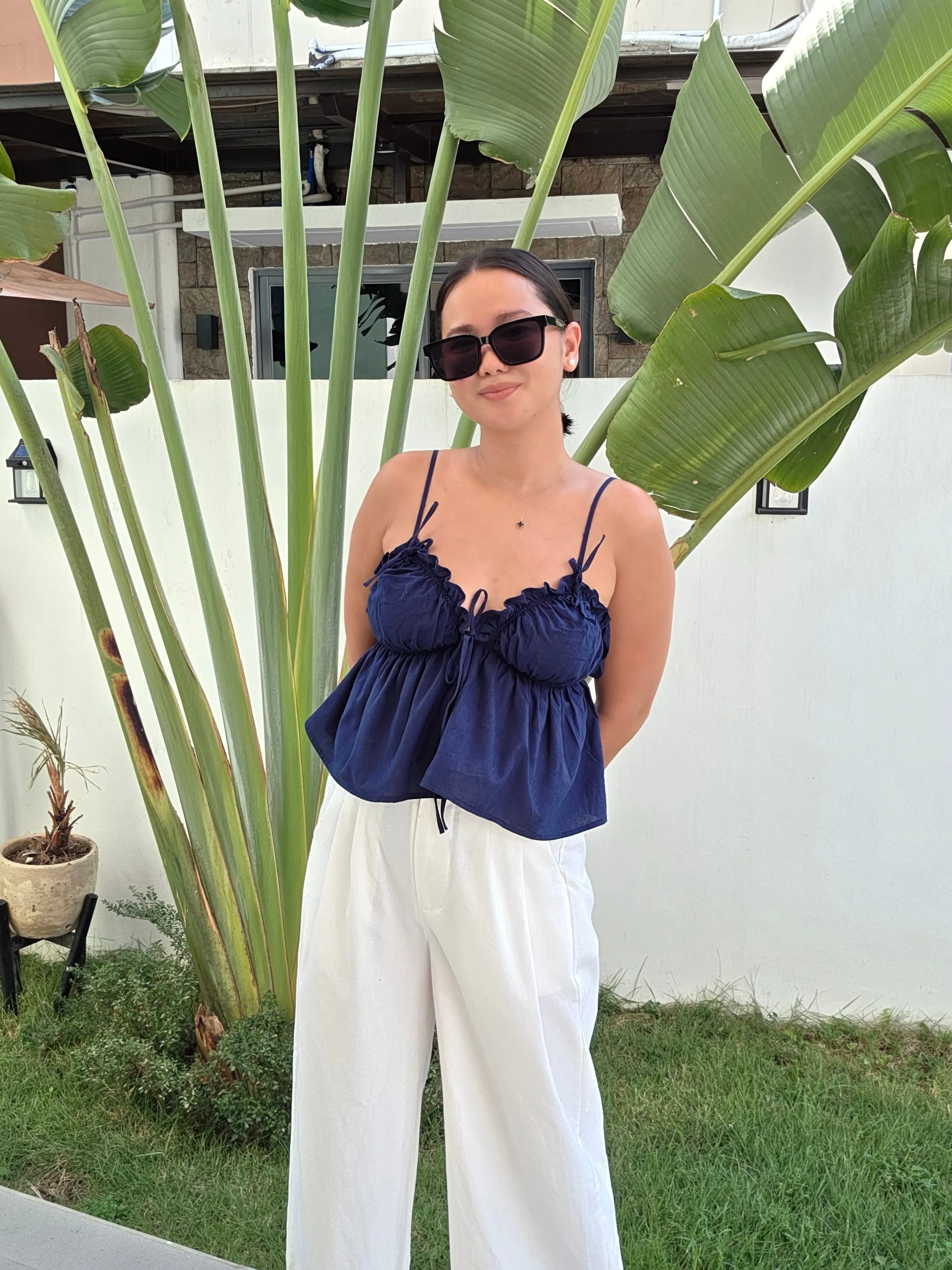Strappy Ruched Ribbon Top