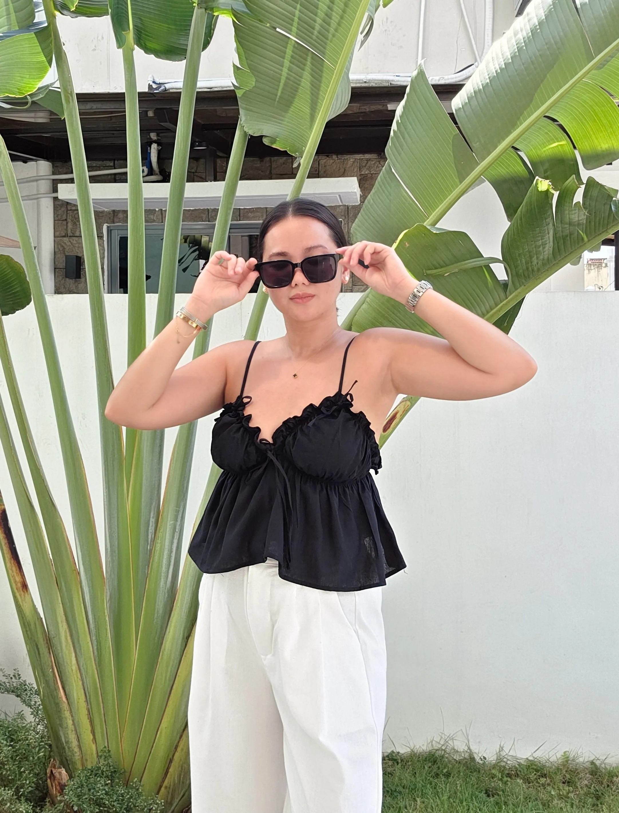 Strappy Ruched Ribbon Top