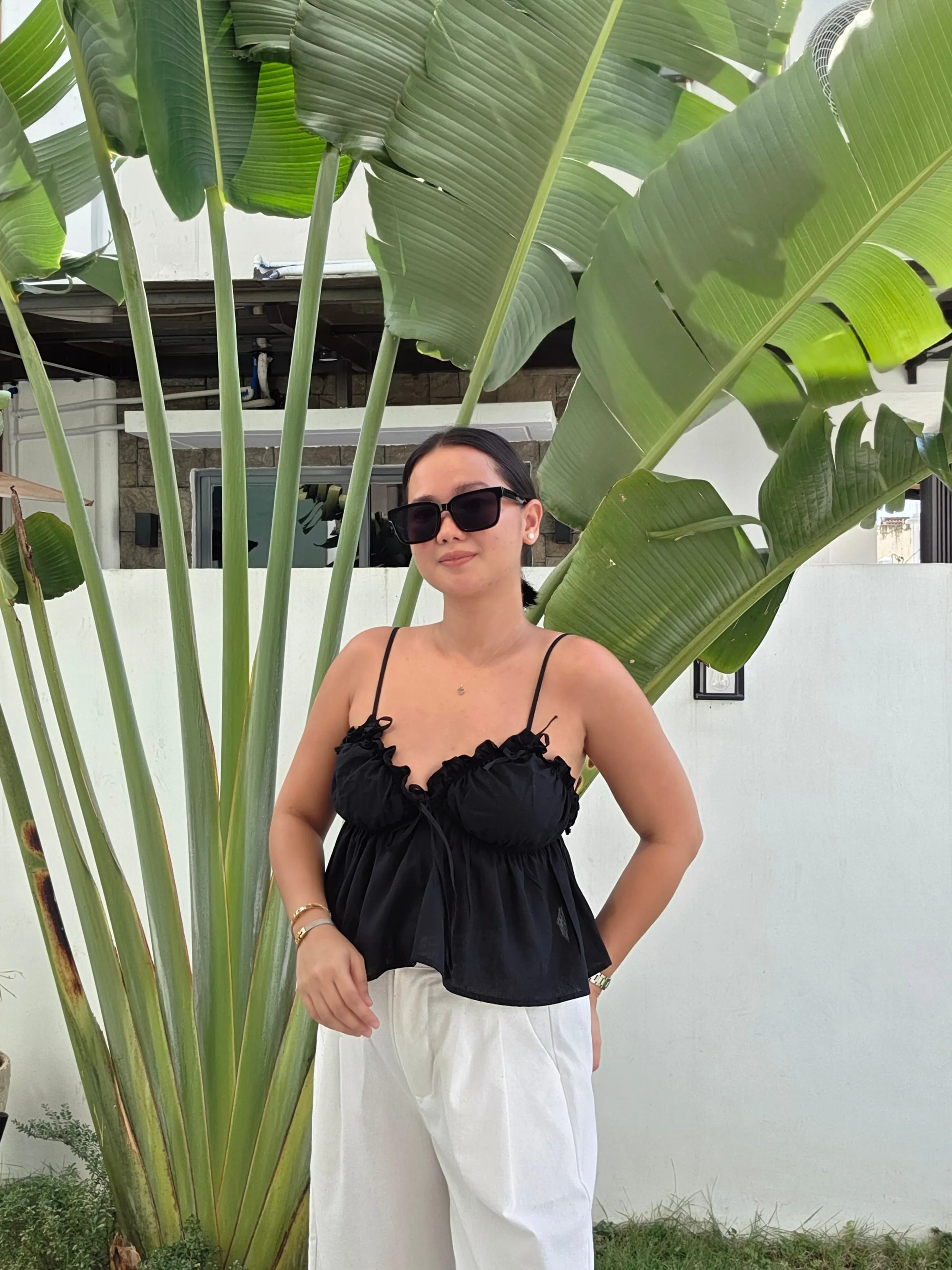 Strappy Ruched Ribbon Top