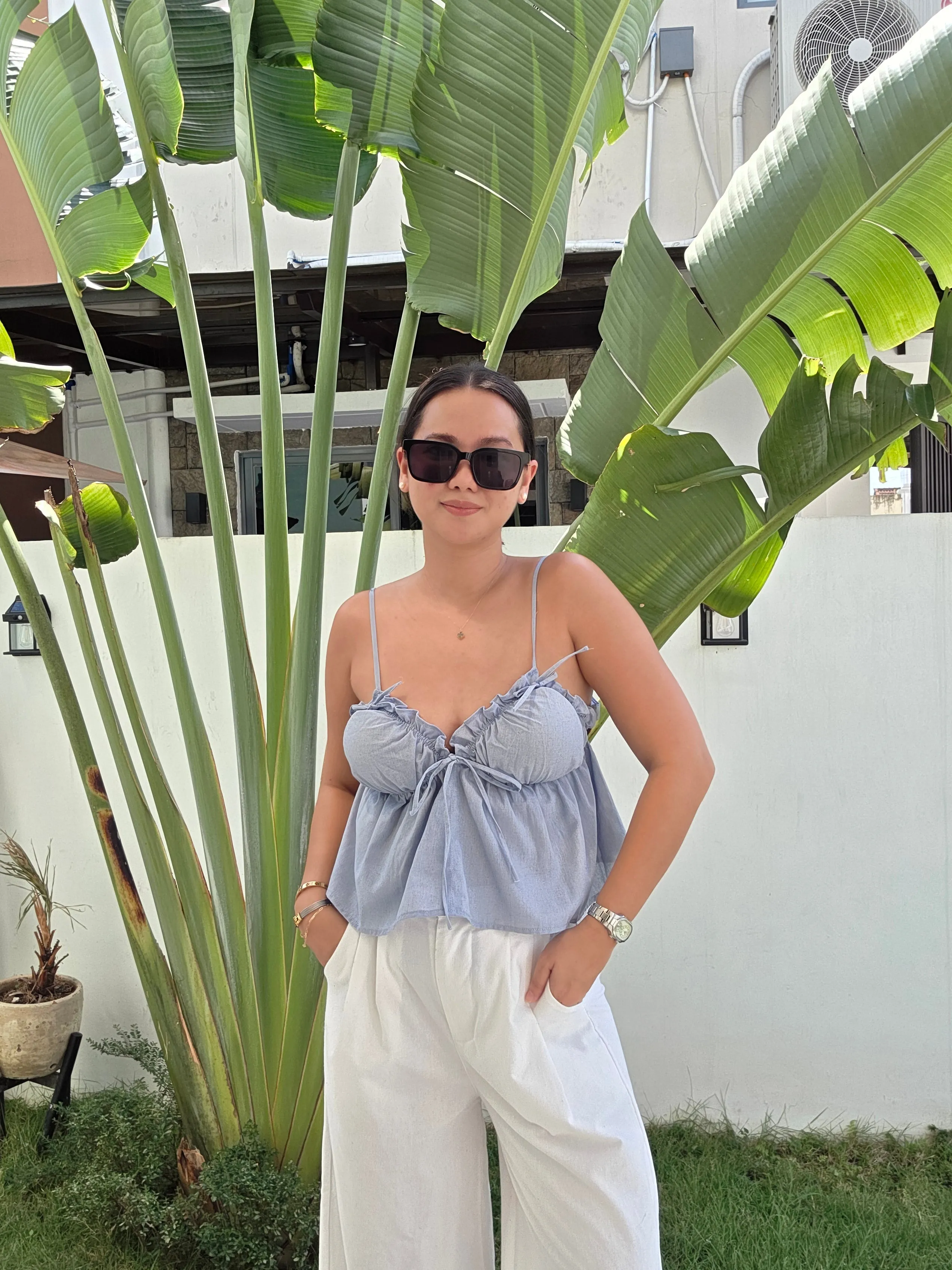 Strappy Ruched Ribbon Top