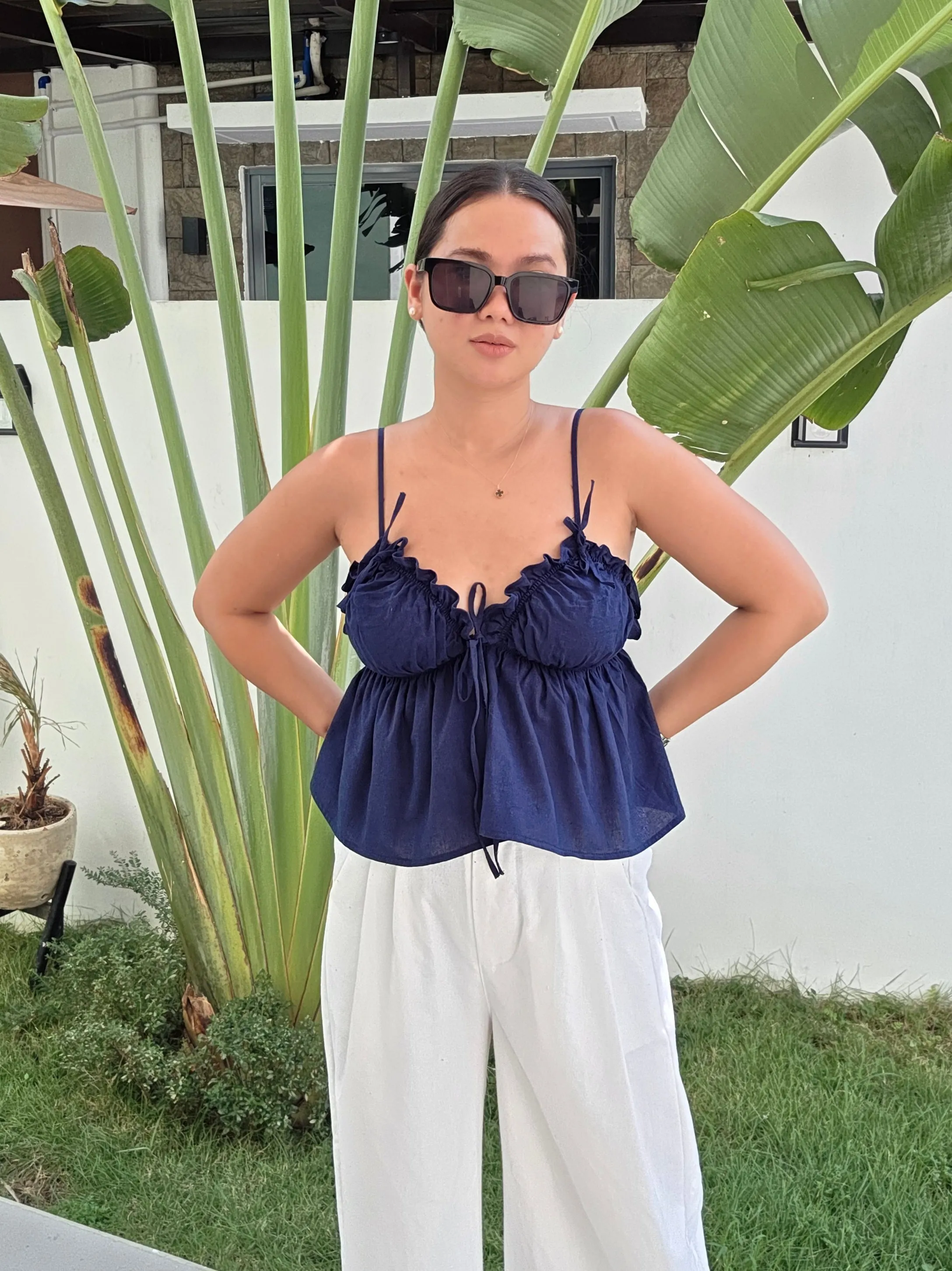 Strappy Ruched Ribbon Top