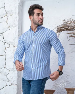 Striped Basic Shirt - Dark Blue