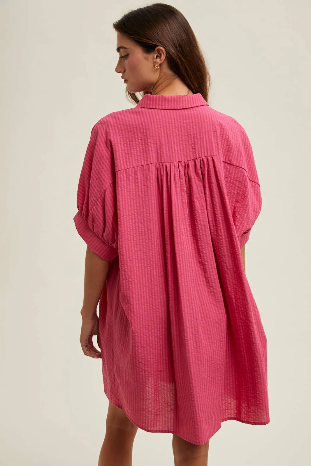 STRIPED BUTTON-UP SHIRT DRESS