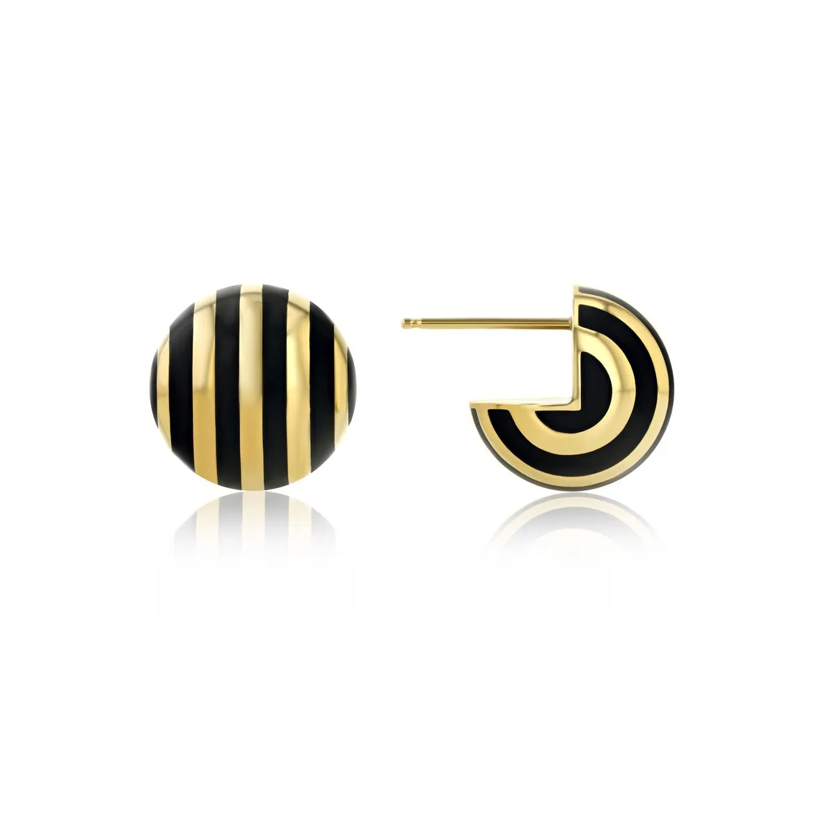 Striped Enamel Ball Button Earrings