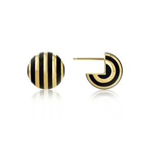 Striped Enamel Ball Button Earrings