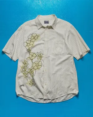 Striped Flowers White / Baby Yellow Shirt (L)