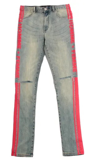 Striped Logo Denim with Red Stripe