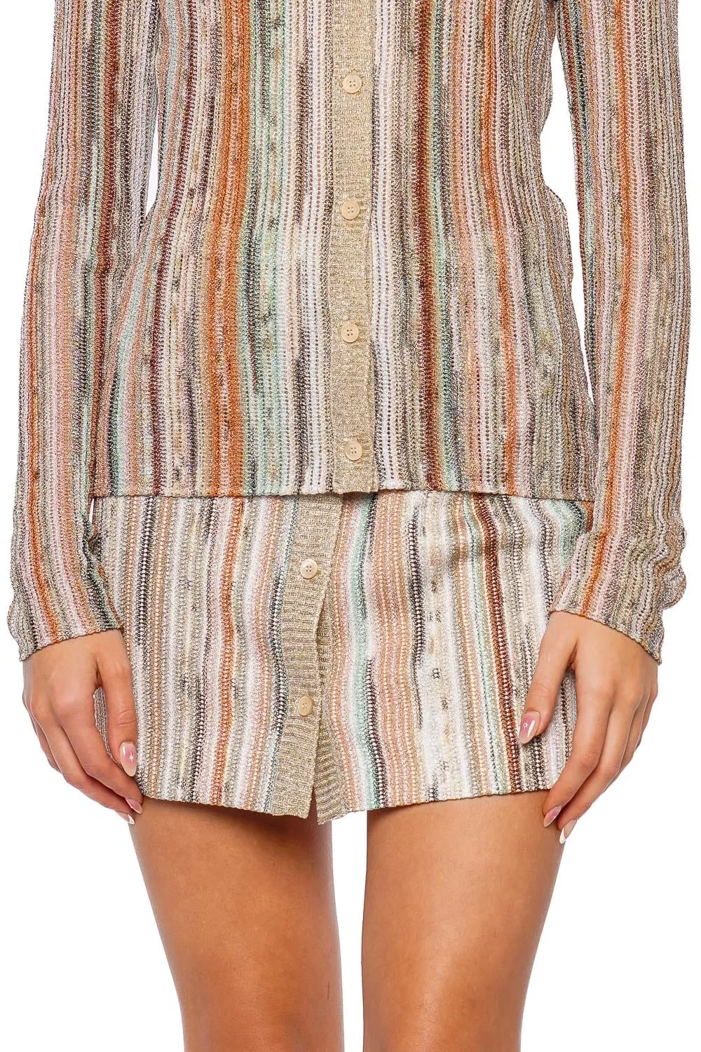 Striped Lurex Knit Mini Skirt