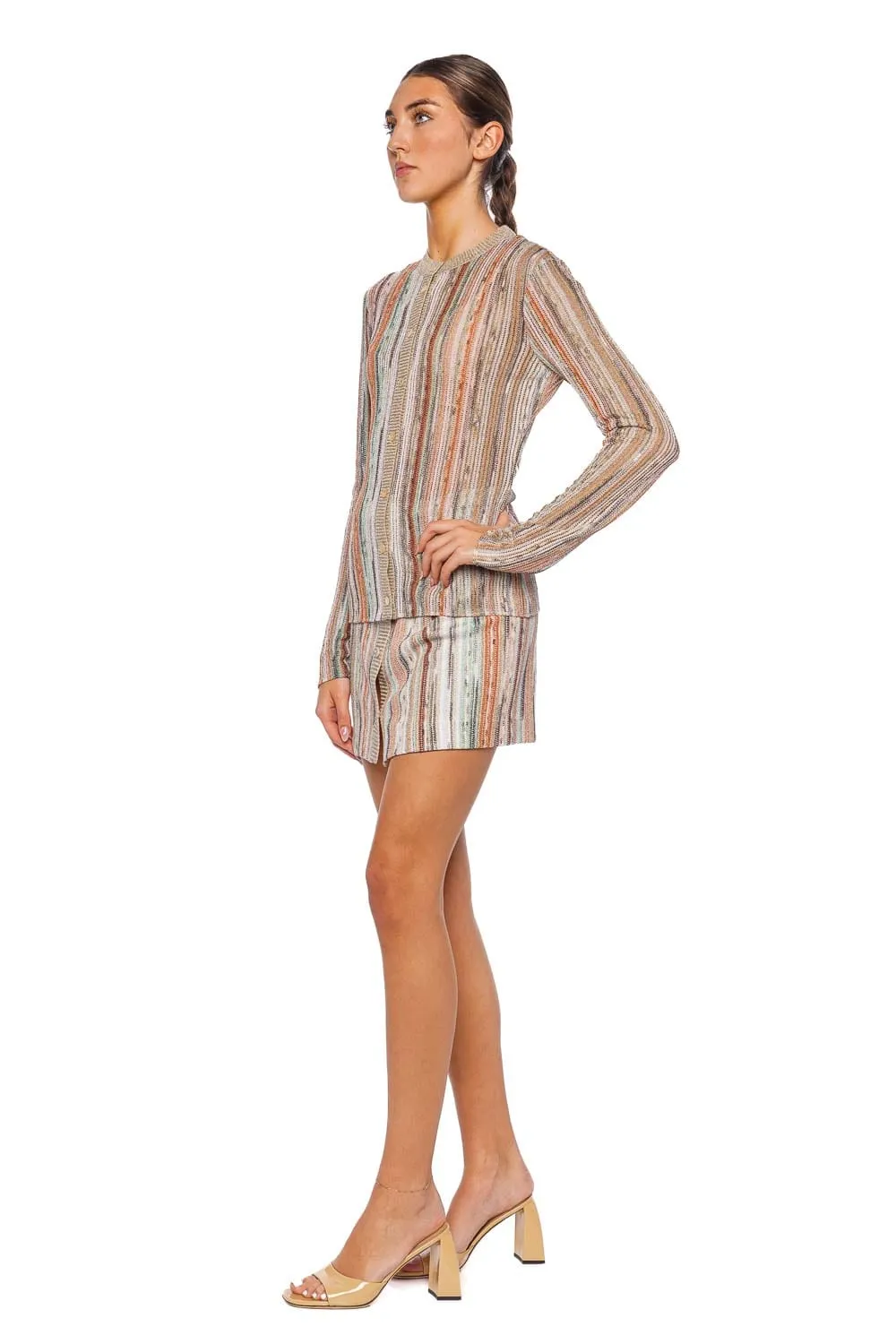 Striped Lurex Knit Mini Skirt