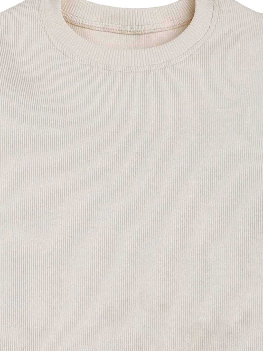 STRIPED RIBBED WHITE SUMMER GIRLS T-SHIRT - WHITE
