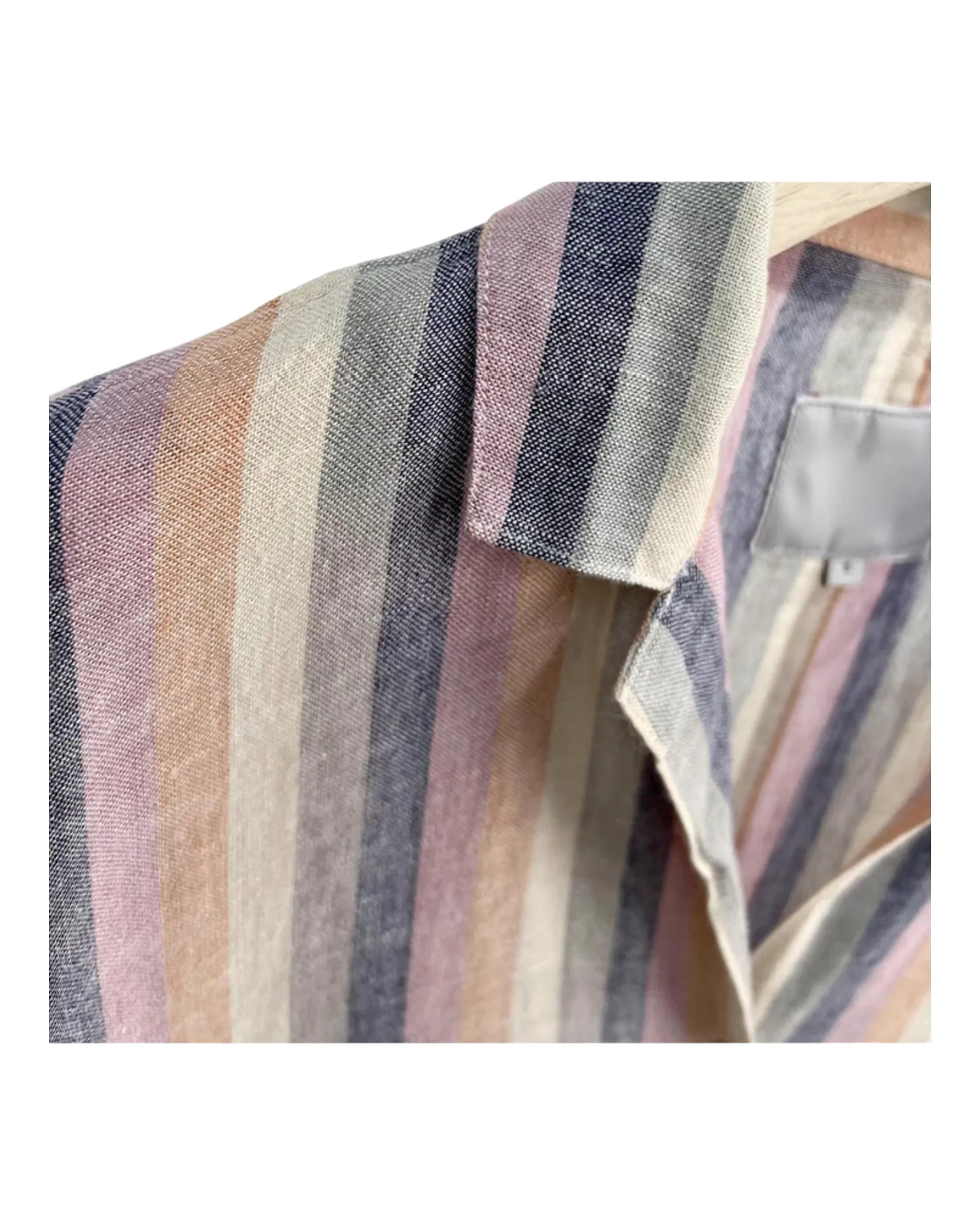 Striped Short-Sleeved Shirt with Front Tie