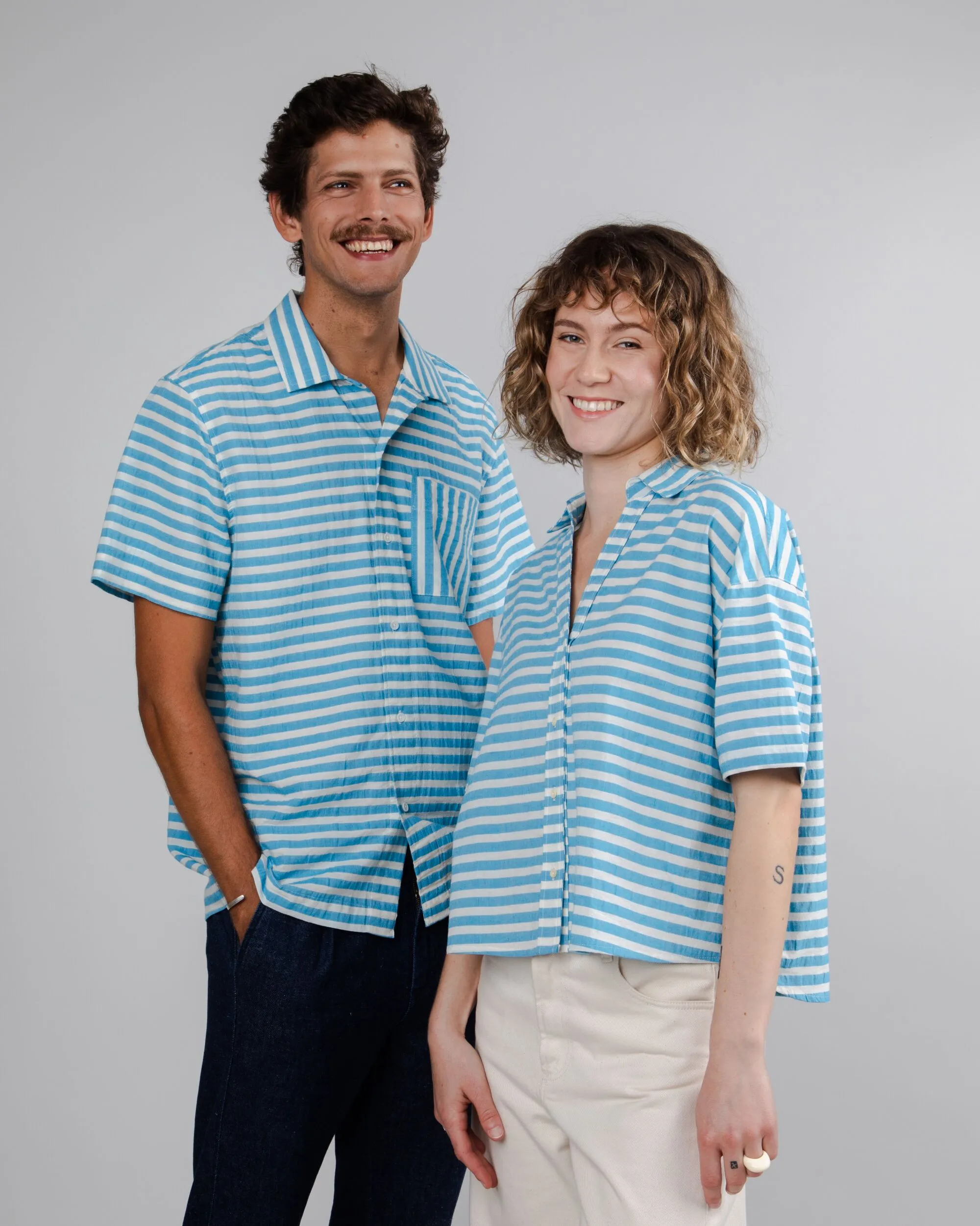 Stripes Short Sleeve Shirt Blue