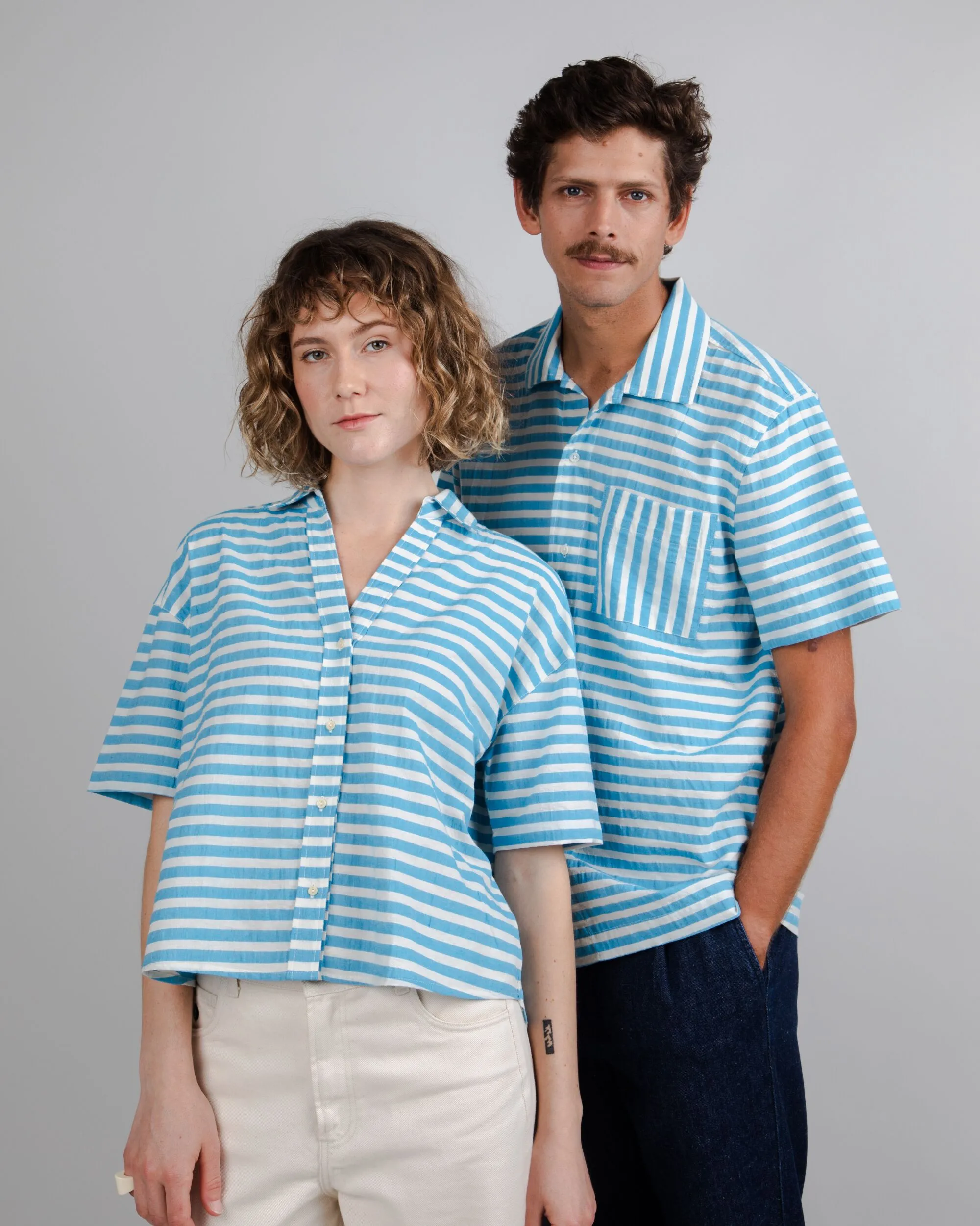 Stripes Short Sleeve Shirt Blue