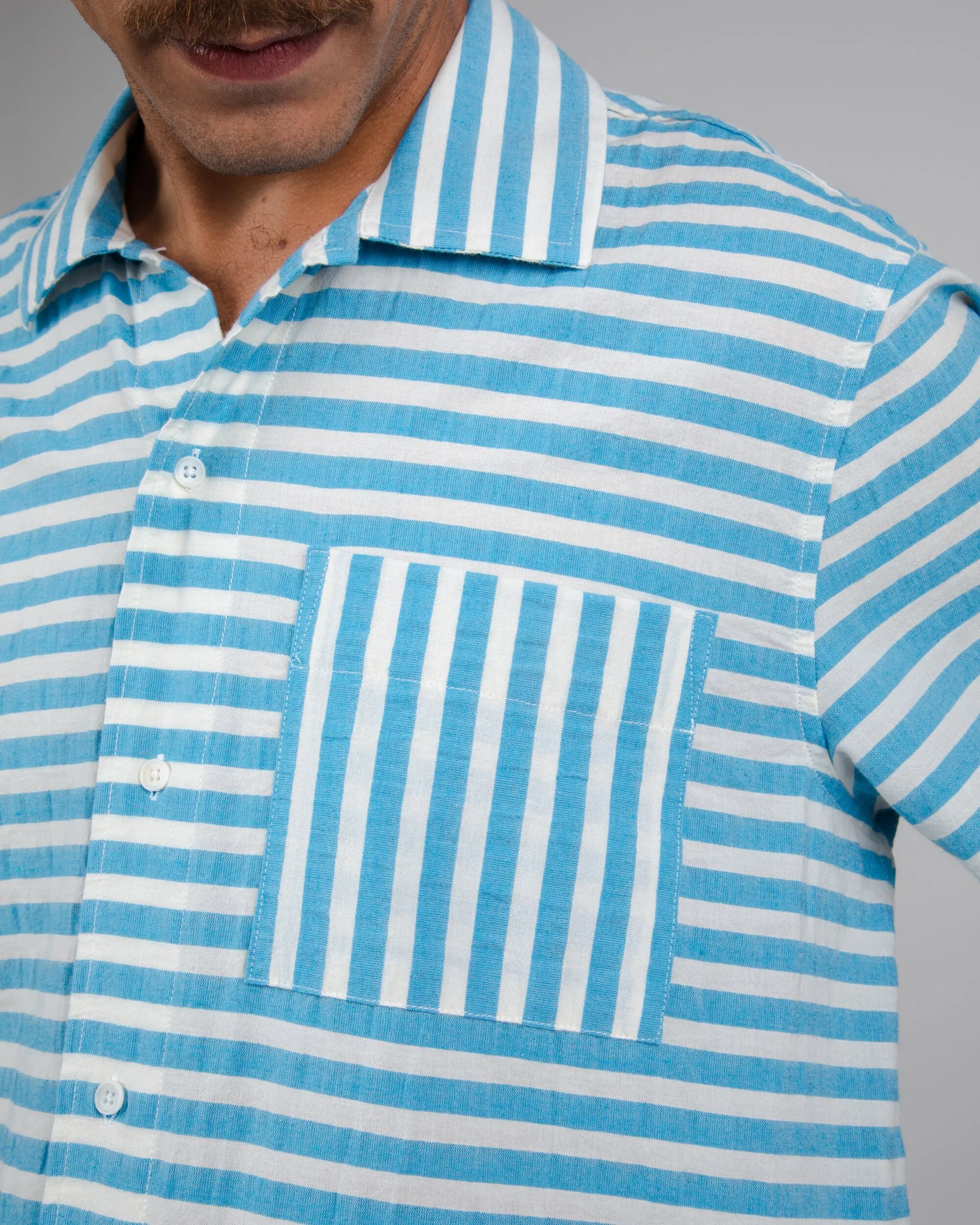 Stripes Short Sleeve Shirt Blue