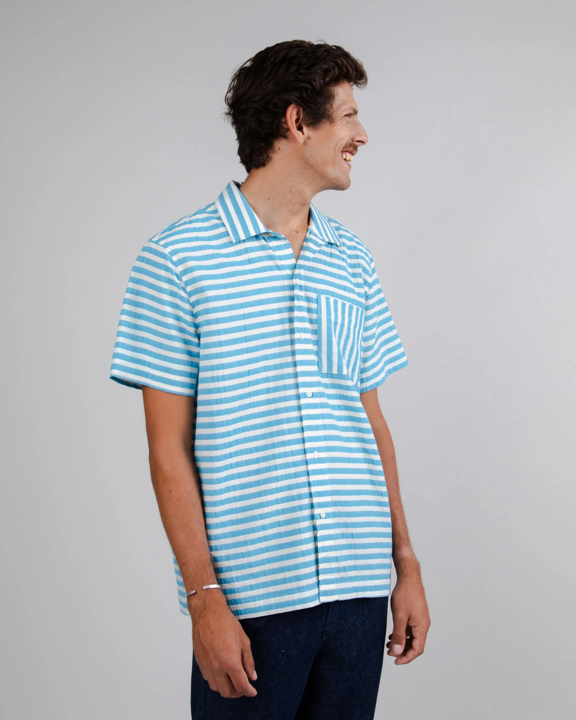 Stripes Short Sleeve Shirt Blue