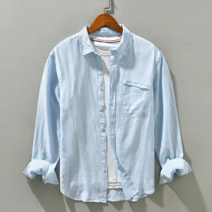 Stylish Long Sleeve Striped Linen Shirt for Men