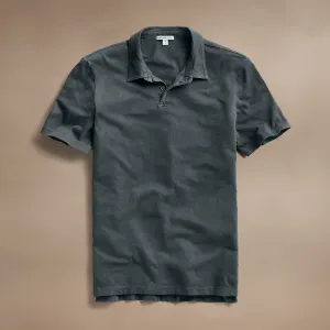 Sueded Jersey Polo - Asphalt Pigment