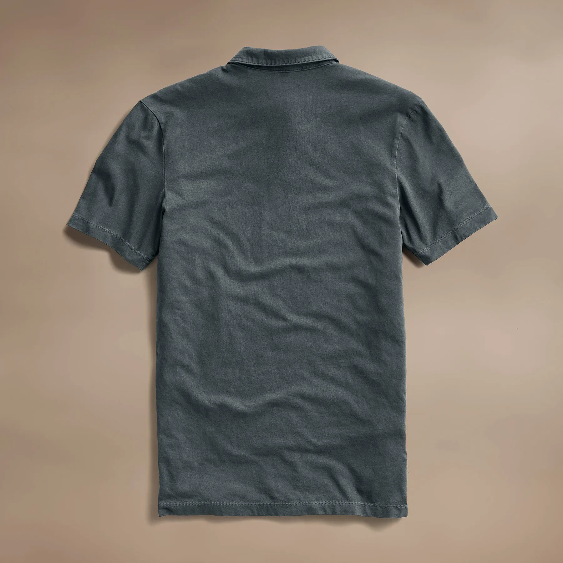 Sueded Jersey Polo - Asphalt Pigment