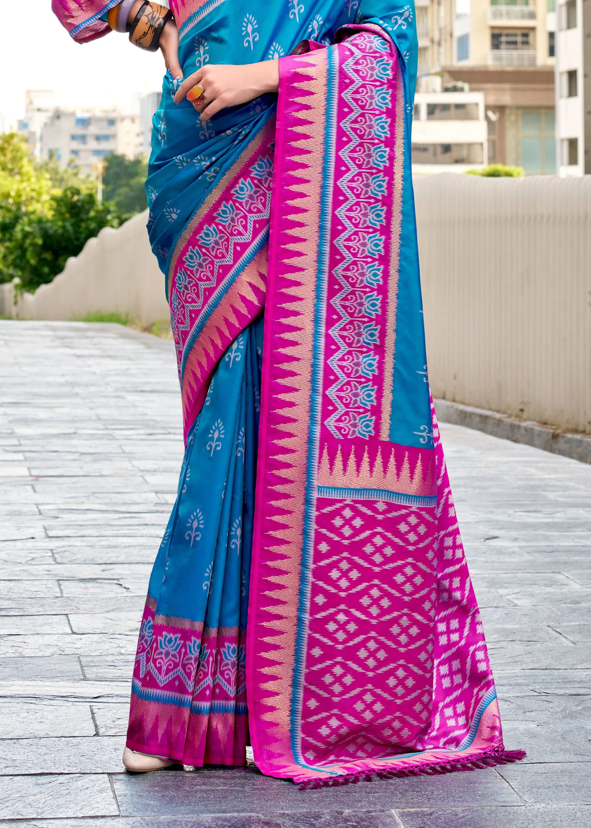 Swedish Blue Woven Soft Silk Saree