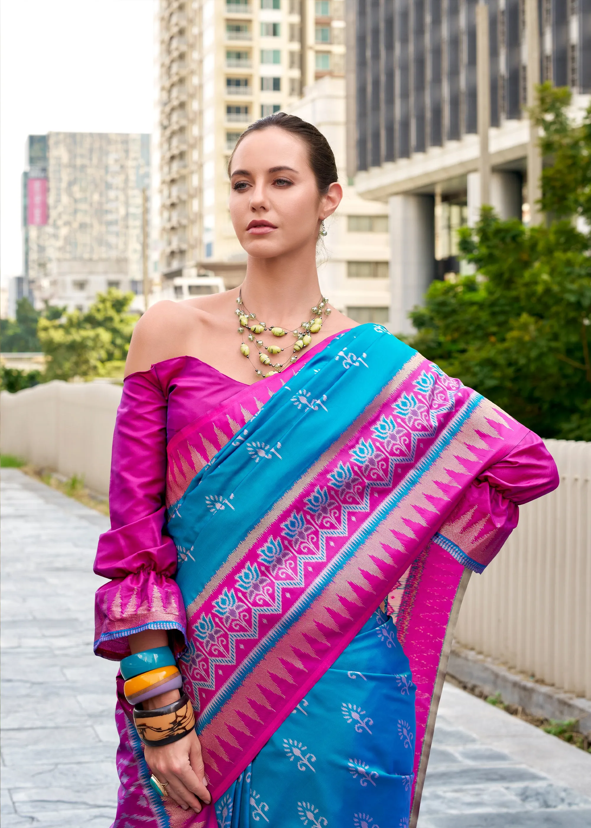 Swedish Blue Woven Soft Silk Saree