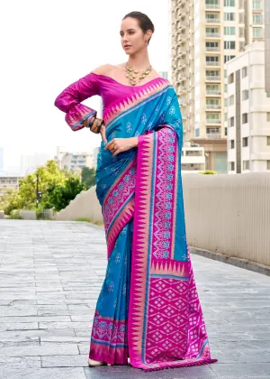 Swedish Blue Woven Soft Silk Saree