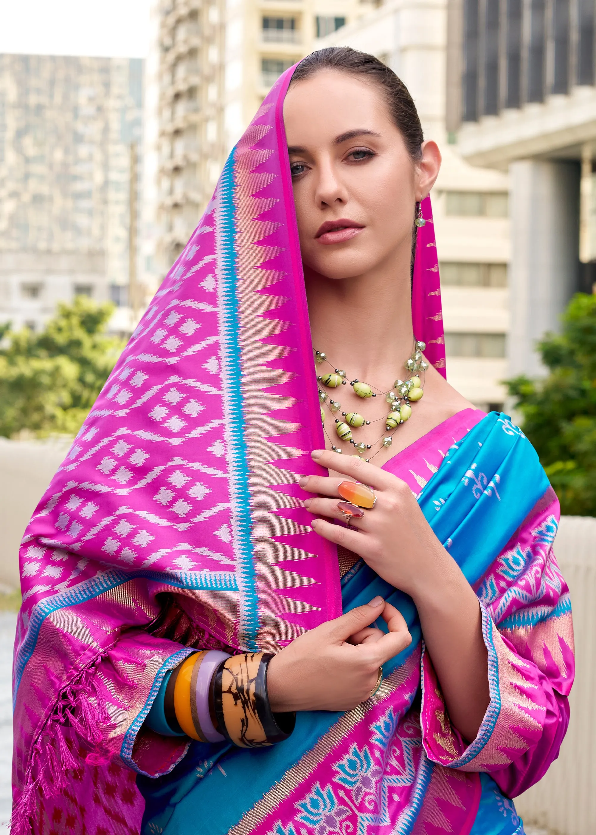 Swedish Blue Woven Soft Silk Saree