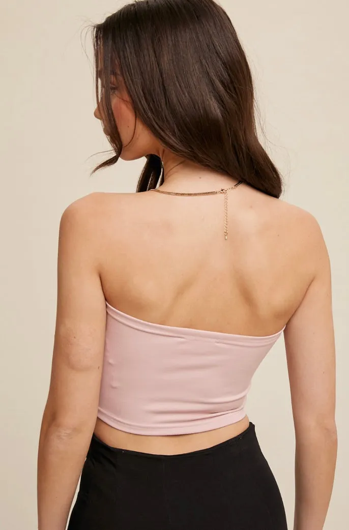 Tansy Basic Cropped Tube Top-Blush