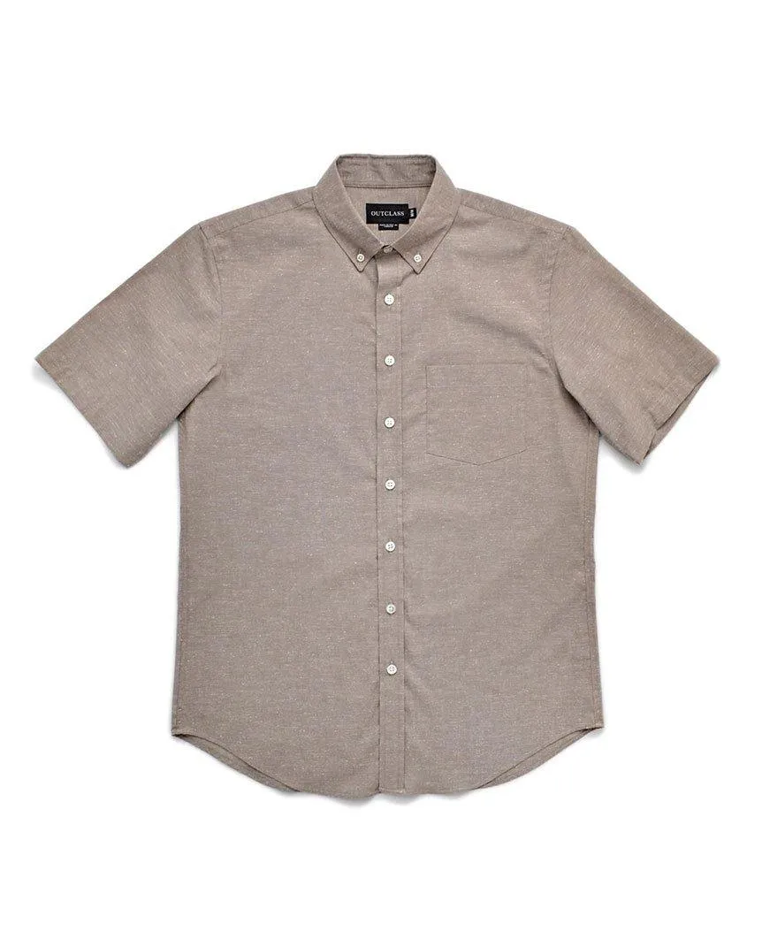 Taupe Flecked S/S Shirt